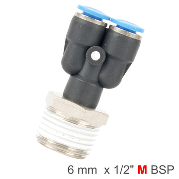 Image of an AirCraft PU Hose Fitting Y Joint 6mm-1/2 M