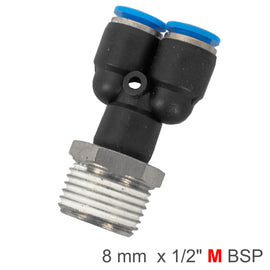 Image of an AirCraft PU Hose Fitting Y Joint 8mm-1/2 M