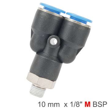 Image of an AirCraft PU Hose Fitting Y Joint 10mm-1/8 M