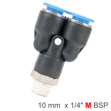 Image of an AirCraft PU Hose Fitting Y Joint 10mm-1/4 M
