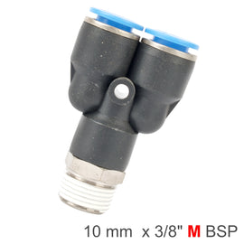 Image of an AirCraft PU Hose Fitting Y Joint 10mm-3/8 M