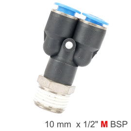 Image of an AirCraft PU Hose Fitting Y Joint 10mm-1/2 M