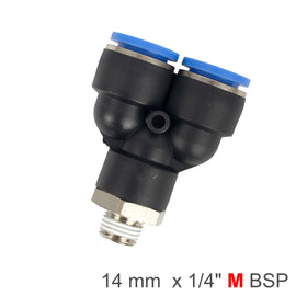 Image of an AirCraft PU Hose Fitting Y Joint 14mm-1/4 M
