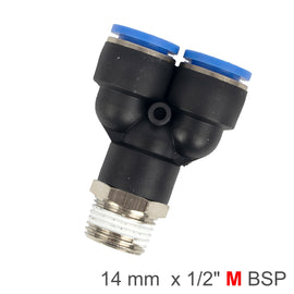 Image of an AirCraft PU Hose Fitting Y Joint 14mm-1/2 M