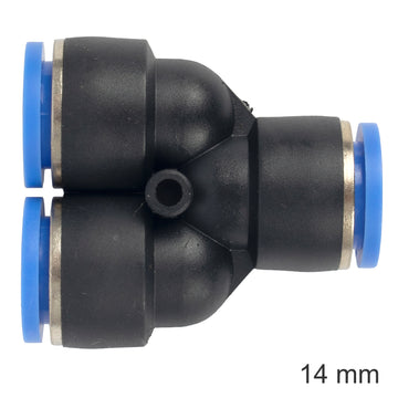 Image of an AirCraft PU Hose Fitting Y Joint 14mm
