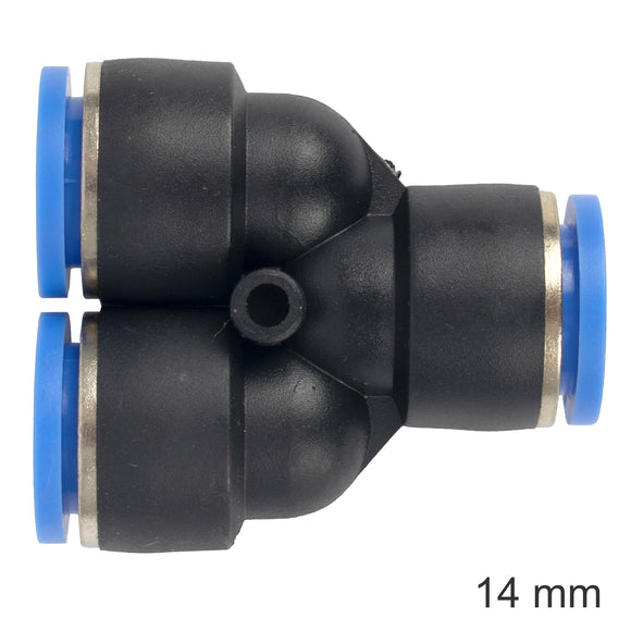 Image of an AirCraft PU Hose Fitting Y Joint 14mm