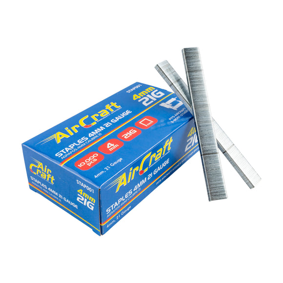 Image of an AirCraft Staples 4mm21 Gauge 10000 Per Box