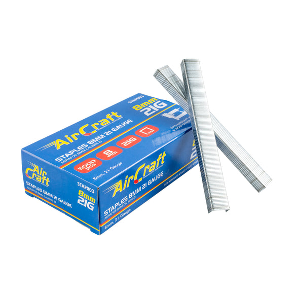 Image of an AirCraft Staples 8mm21 Gauge 5000 Per Box
