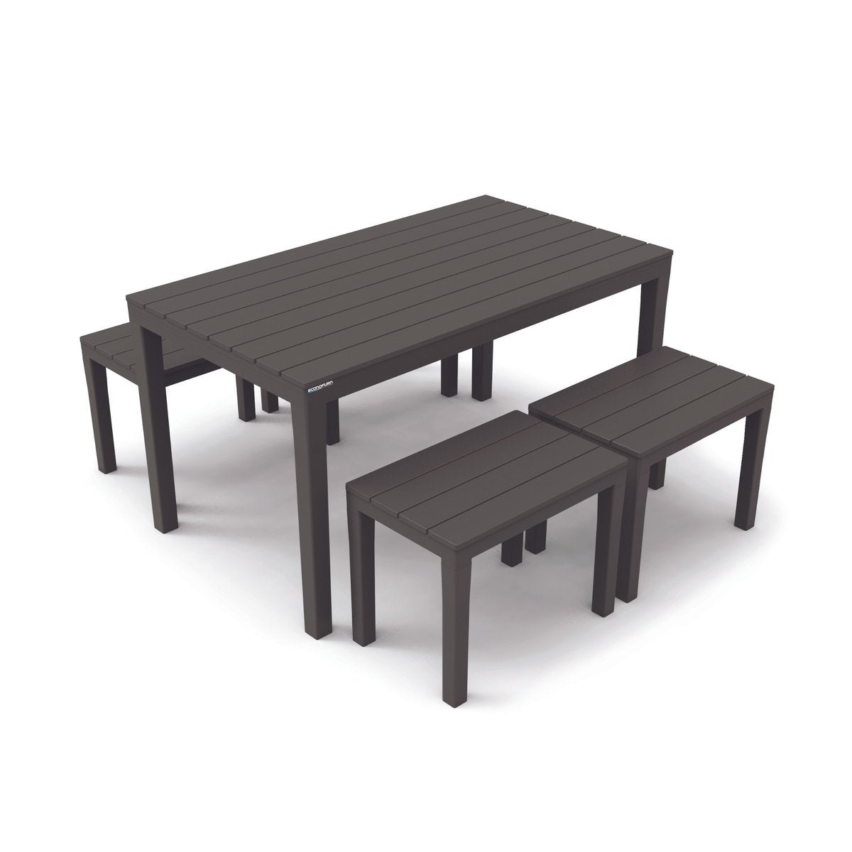 Image of a ECONOFURN Progarden Samoa 5 Piece Patio / Outdoor Table and Bench Set Anthracite 1