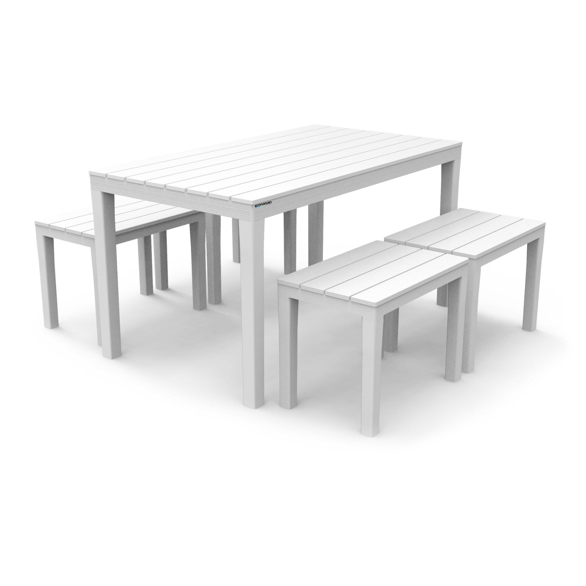 Image of a ECONOFURN Progarden Samoa 5 Piece Patio / Outdoor Table and Bench Set White 1