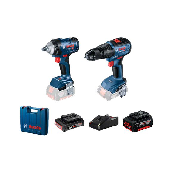 Bosch Cordless Combo GDS 18V-400 + GSB 18V-50 + 1x5.0 Ah + 1x2.0 Ah + GAL 18V-40, case