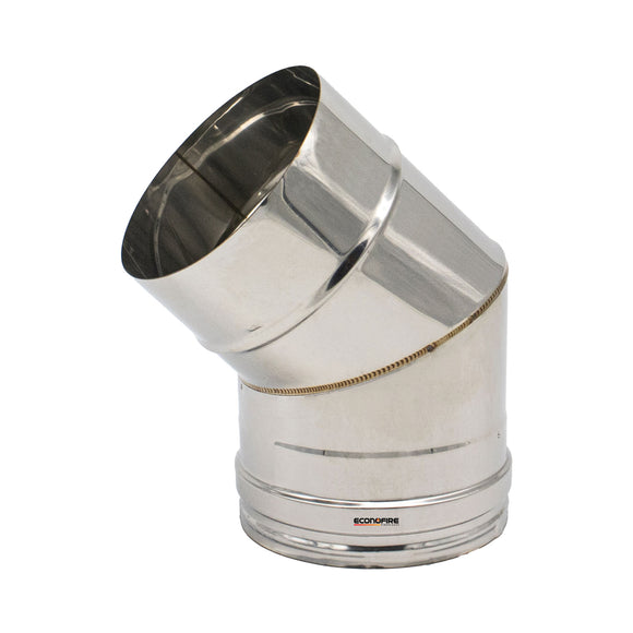 Econofire 150mm Single Skin Flue Bend 45-Degree
