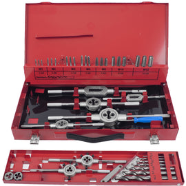Image of a Tork Craft Tap And Die Set 44pce 3-12mm HSS In Metal Case