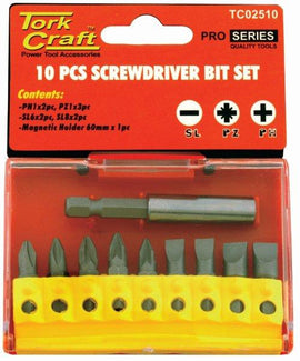 Image of a Tork Craft Screwdriver Bit Set 10pcs(PH2 x2.pz2x3slotted6mmx2.8mmx2)