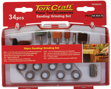 Image of a Tork Craft Sanding & Grinding Set 34 Pce Mini