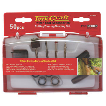 Image of a Tork Craft Cutting Carving Sanding Set 50 Pce Mini