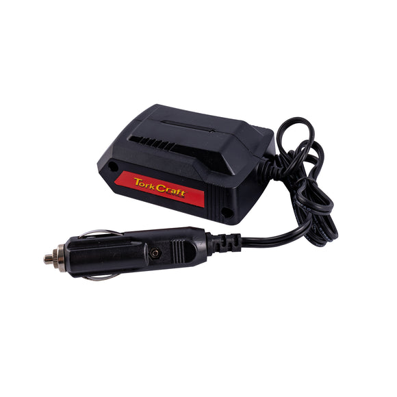 Image of a Tork Craft 12v Battery Car Charger For 20v Batteries 2.3a 0.8m Cable
