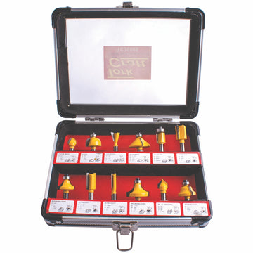 Image of a Tork Craft Router Bit Set 12pc/alu.case 1/4'