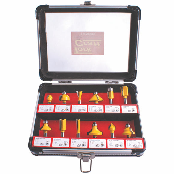 Image of a Tork Craft Router Bit Set 12pc/alu.case 1/4'
