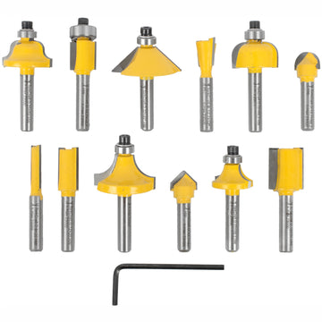 Image of a Tork Craft Router Bit Set 12pc 1/4' Straight & Profile