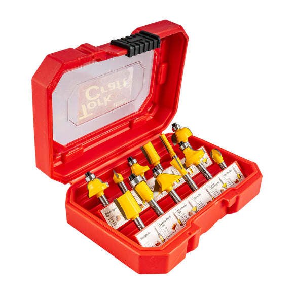 Image of a Tork Craft Router Bit Set 12pc 1/4' Shank Hard Case