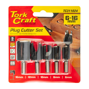 Image of a Tork Craft 5pce Plug Cutter Set 6-8-10-12-16mm