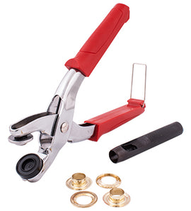 Image of a Tork Craft Grommet Setting Tool Kit with 10pc Eyelets 12mm