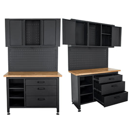 Image of a Tork Craft Wall Mount Metal Storage Unit 2000x1200mm Cupboard/ Peg Board/Work Bench