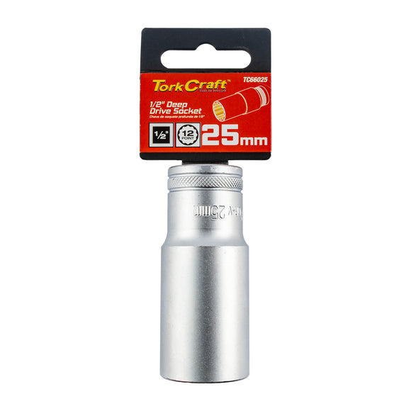 Image of a Tork Craft Socket 25mm 1/2' Dr Deep Socket CRV 12 Point
