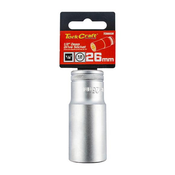 Image of a Tork Craft Socket 26mm 1/2' Dr Deep Socket CRV 12 Point