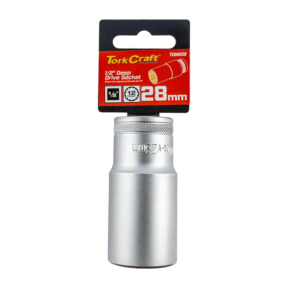 Image of a Tork Craft Socket 28mm 1/2' Dr Deep Socket CRV 12 Point