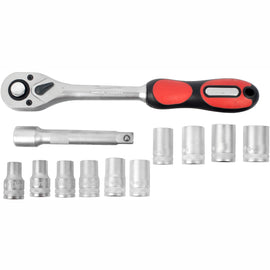 Image of a Tork Craft Socket & Ratchet Set 12pc 10-22mm 1/2' Drive 12 CRV 12 Point