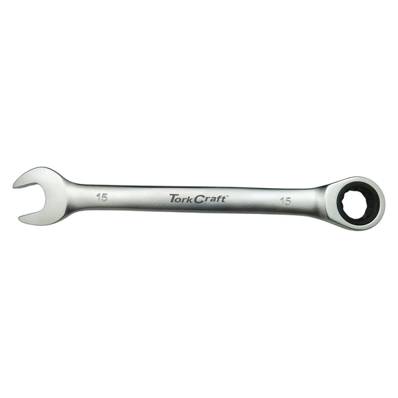 Image of a Tork Craft Combination Ratchet Wrench 15mm Fixed Head Spanner