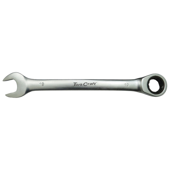 Image of a Tork Craft Combination Ratchet Wrench 19mm Fixed Head Spanner