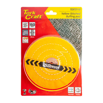 Image of a Tork Craft Buffing Pad Soft 150mm To Fit 12.5mm Arbor/L-Wrench Spindle - Yellow
