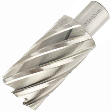 Image of a Tork Craft Annular Hole Cutter HSS 34 X 55mm Weld Shank 19.05mm