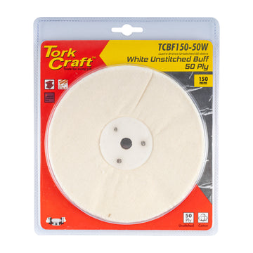 Image of a Tork Craft White Buff/Mop Unstitched 150 X 50ply X 1/2' Hole