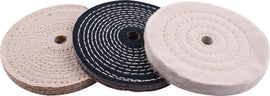 Image of a Tork Craft Buffing Wheel Kit 3pcs 150mm White & Denim Stiched & Sisal  Polishing