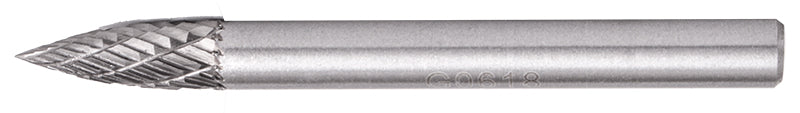 Image of a Tork Craft Rotary Burr Tungsten 6x18x6mm Conical Curve