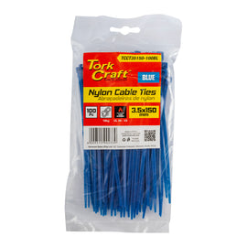 Image of a Tork Craft Nylon Cable Ties 3.5mm X 150mm Blue 100pc