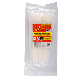 Image of a Tork Craft Nylon Cable Ties 4.8mm X 200mm White 100pc
