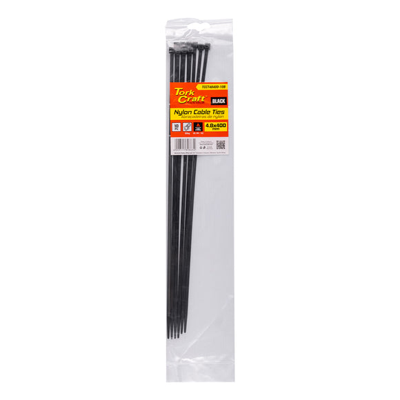 Image of a Tork Craft Nylon Cable Ties 4.8mm X 400mm Black 10pc