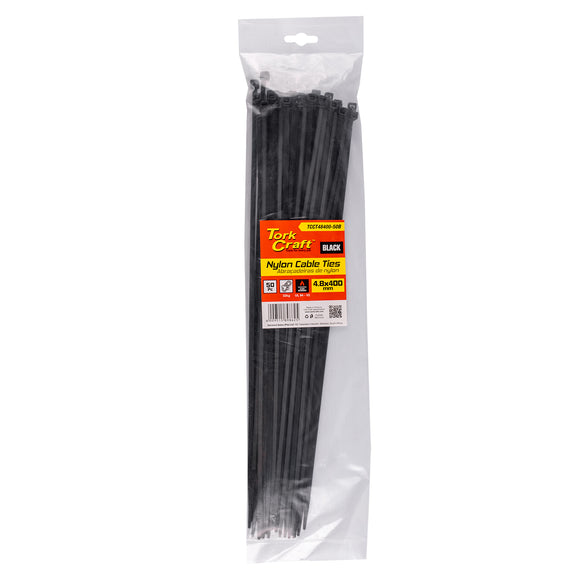Image of a Tork Craft Nylon Cable Ties 4.8mm X 400mm Black 50pc
