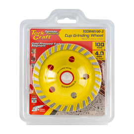 Image of a Tork Craft Cold Pressed Economy Diamond Cup Wheel 100mm X 22.23mm Turbo