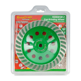 Image of a Tork Craft Diamond Cup Wheel 180mm X M14 Turbo Cold Pressed Contractor