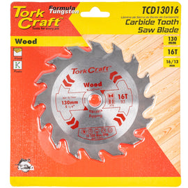Image of a Tork Craft Blade TCT 130 X 16t 16/13 General Purpose Rip Wood