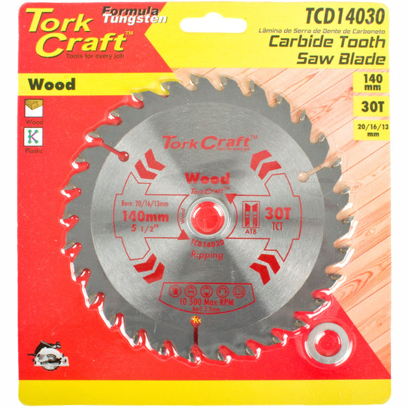 Image of a Tork Craft Blade TCT 140 X 30t 20/16/13 General Purpose Combination Wood