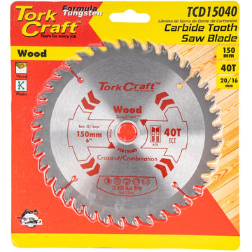 Image of a Tork Craft Blade TCT 150 X 40t 20/16 General Purpose Combination Wood