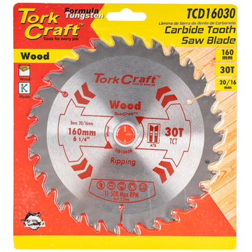 Image of a Tork Craft Blade TCT 160 X 30t 20/16 General Purpose Combination Wood