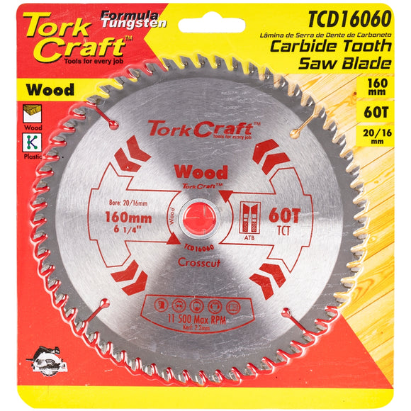 Image of a Tork Craft Blade TCT 160 X 60t 20/16 General Purpose Cross Cut